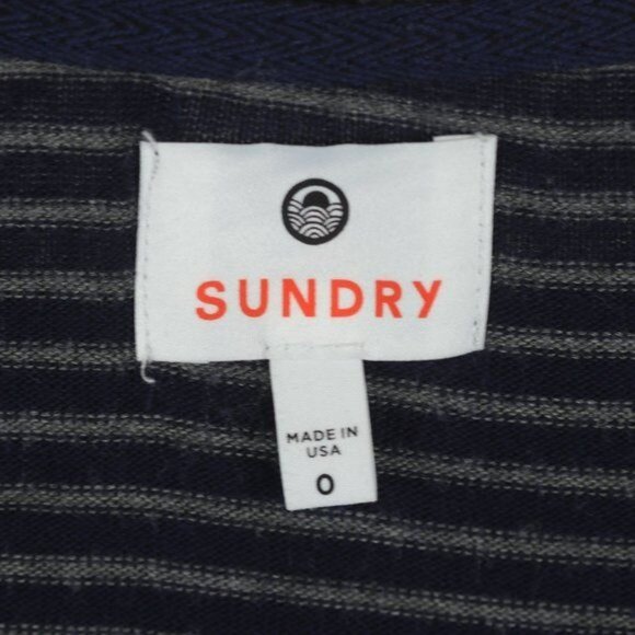 Sundry Women's Size Extra Small Blue White Striped Side Tie Scoop Neck Sweater - Picture 6 of 8